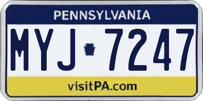 PA license plate MYJ7247