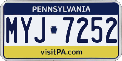 PA license plate MYJ7252