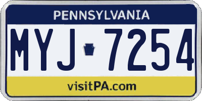 PA license plate MYJ7254