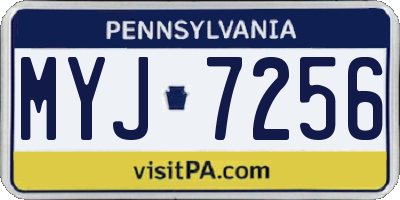 PA license plate MYJ7256