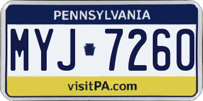 PA license plate MYJ7260