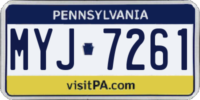 PA license plate MYJ7261
