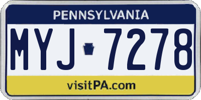 PA license plate MYJ7278