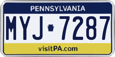 PA license plate MYJ7287