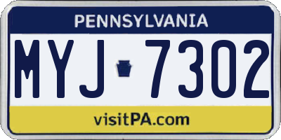 PA license plate MYJ7302