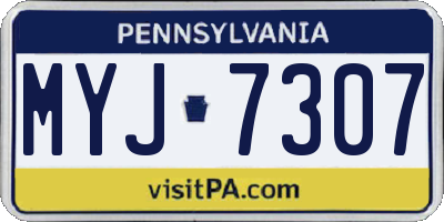 PA license plate MYJ7307