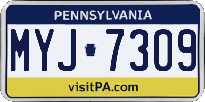 PA license plate MYJ7309