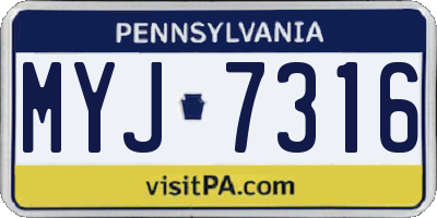 PA license plate MYJ7316