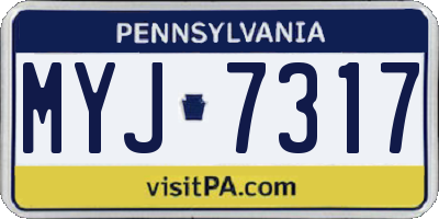 PA license plate MYJ7317