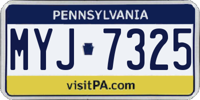 PA license plate MYJ7325