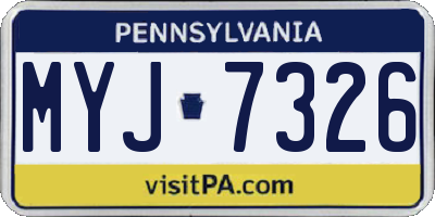 PA license plate MYJ7326