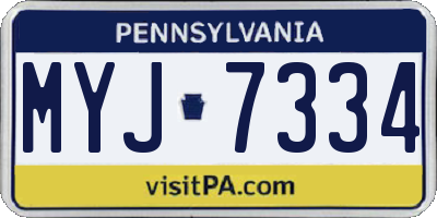 PA license plate MYJ7334