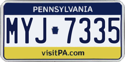 PA license plate MYJ7335