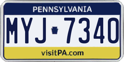 PA license plate MYJ7340