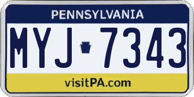 PA license plate MYJ7343
