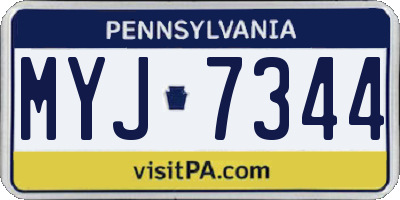 PA license plate MYJ7344