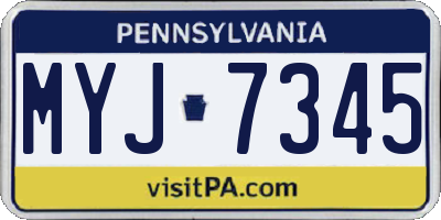PA license plate MYJ7345