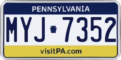 PA license plate MYJ7352