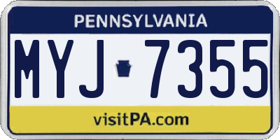 PA license plate MYJ7355