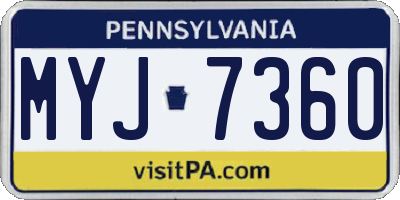 PA license plate MYJ7360