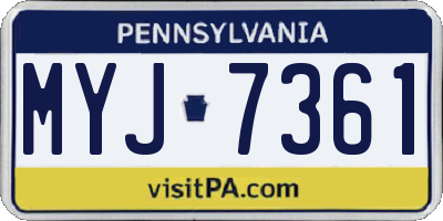 PA license plate MYJ7361