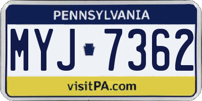 PA license plate MYJ7362