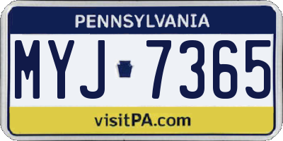 PA license plate MYJ7365