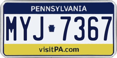 PA license plate MYJ7367