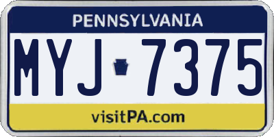 PA license plate MYJ7375