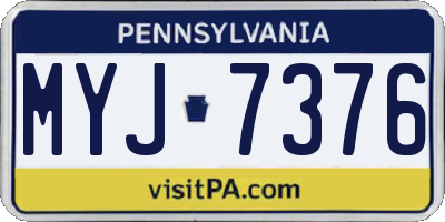 PA license plate MYJ7376