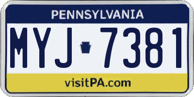 PA license plate MYJ7381