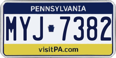 PA license plate MYJ7382