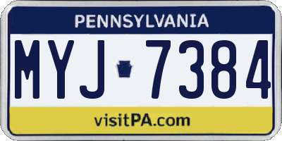 PA license plate MYJ7384