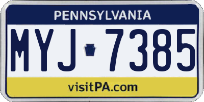 PA license plate MYJ7385