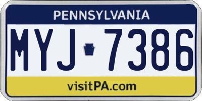 PA license plate MYJ7386