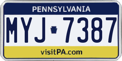 PA license plate MYJ7387