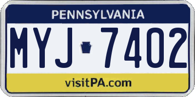PA license plate MYJ7402