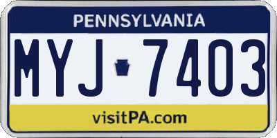 PA license plate MYJ7403