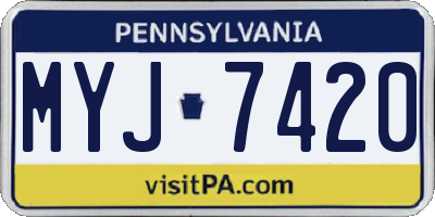 PA license plate MYJ7420