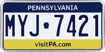 PA license plate MYJ7421