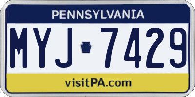 PA license plate MYJ7429