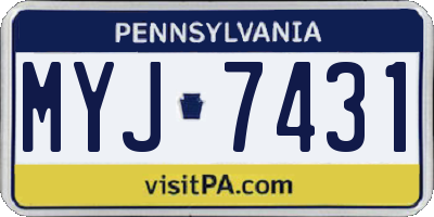 PA license plate MYJ7431