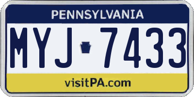 PA license plate MYJ7433