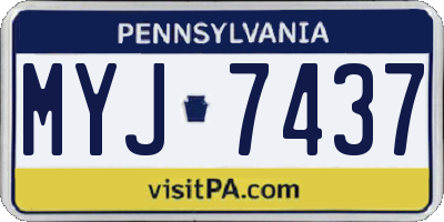 PA license plate MYJ7437
