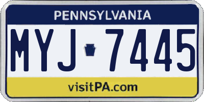 PA license plate MYJ7445