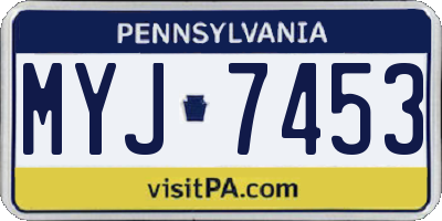 PA license plate MYJ7453