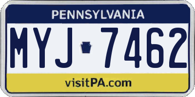 PA license plate MYJ7462