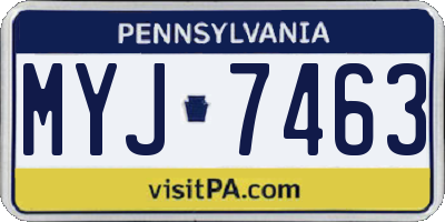 PA license plate MYJ7463