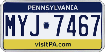 PA license plate MYJ7467