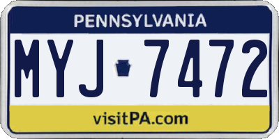 PA license plate MYJ7472